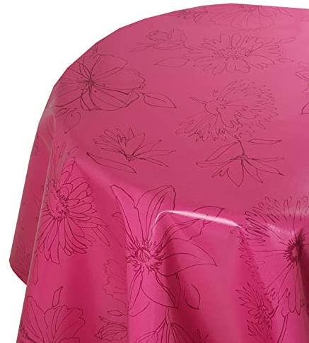 Wachstuch Tischdecke Wachstuchtischdecke Farbe und Größe wählbar d-c-fix Palmas Pink Rund ca. 140 cm abwaschbare Gartentischdecke