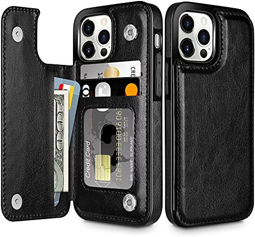Coolden for iPhone 14 Pro Max Case Wallet Case with Card Holder Slot Shockproof Case Flip Folio PU Leather Wallet Magnetic Closure Protective Case Cover for iPhone 14 Pro Max Phone Case (Black)