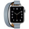 Fsavlroy Compatible with Apple Watch Band 38/40/41mm 42/44/45/49mm,Genuine Leather Women Double Tour Slim Wristband for iWatch SE Series 10/9/8/7/6/5/4/3 (42/44/45/49mm, Bleu Lin)