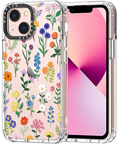 MOSNOVO Case for iPhone 13, [Buffertech 6.6ft Military-Grade Drop Protection] [Anti Peel Off Tech] Clear TPU Bumper Phone Case Cover Design - Botanical Floral