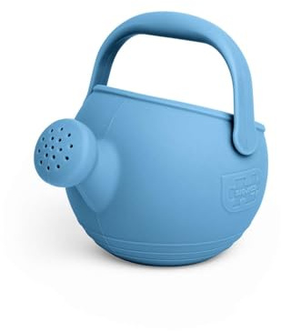 Bigjigs Toys Powder Blue Silicone Watering Can | Easy Grip Handle, Sustainable Silicone Outdoor & Beach Toy for Kids, Temperature & Stain-Resistant