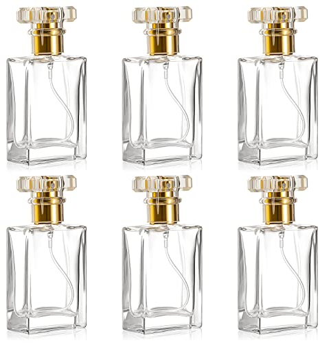 Flacons en Verre de Parfum 30ml Flacons Vaporisateur de Parfum Vide pour Parfum Toner pour le Visage Femmes Hommes 6 Pièces Or