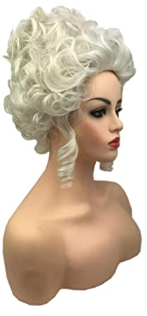 Perruque de cheveux courts pour femme - Bouclée blanche - Marie Antoinette - Costume - Tenues - Accessoires pour adultes et femmes.