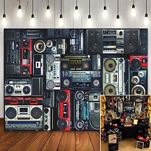 Vintage Wall Radio Theme Birthday Party Banner Backdrop 70s 80s Pography Background Amplifier Music Loudspeaker Po Vinyl