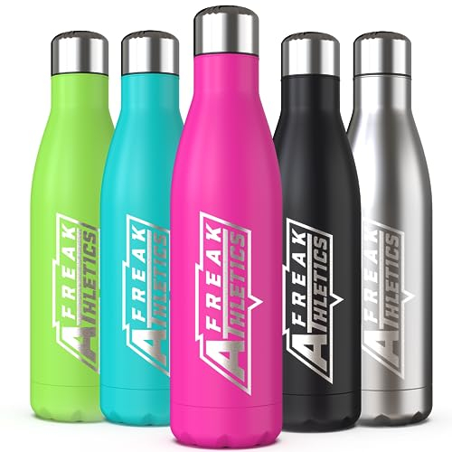 Freak Athletics Stainless Steel Water Bottle - BPA Free Vacuum Insulated Metal Water Bottle for 12 Hours Hot & 24 Hours Cold Drinks. (Pink)