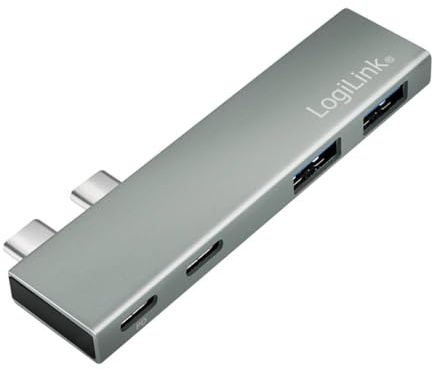 LogiLink USB 3.2 (Gen2x2) Multifunktionaler Hub mit 4 Ports, PD 3.0 (PowerDelivery 100W), Farbe: Silber