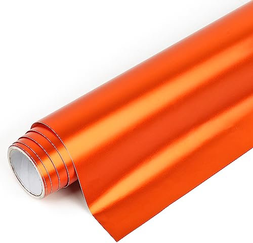 IModeur Matte Metallic Orange Permanent Vinyl Roll - 30.5 x 122 cm Orange Vinyl for Cricut, Self Adhesive Vinyl for Cup, Windows, Birthday Gifts, Party Ornaments, Home Decor
