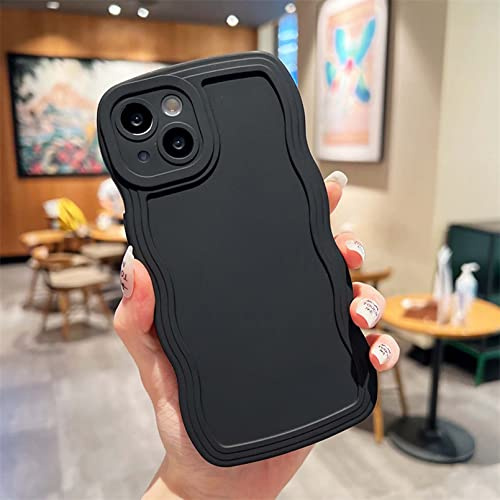 Bakicey Hülle für iPhone 14 Pro Max Gewellt Weiche Silikon SchutzHülle Mode Wellen Kratzfest Ultra Dünn HandyHülle Matte Stoßfeste Bumper Hülle für Case Cover für iPhone 14 Pro Max, Schwarz