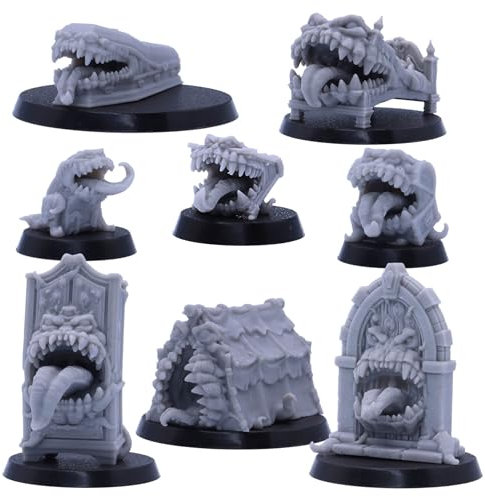 Mimic Miniatures Set – 8 Monster Mimics for Tabletop RPG | 28mm Scale Fantasy Models | DnD, Pathfinder, Wargames | Epic Miniatures Licensed | Resin Unpainted Figures for Painters & Gamers