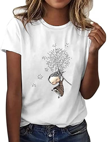 Oberteil Sexy Damen T-Shirt mit Sonnenblumendruck für Frauen, lässige grafische Kurzarm-T-Shirts mit Rundhalsausschnitt, lässige, schlanke Hemden, T-Shirt-Bluse Band Fanartikel