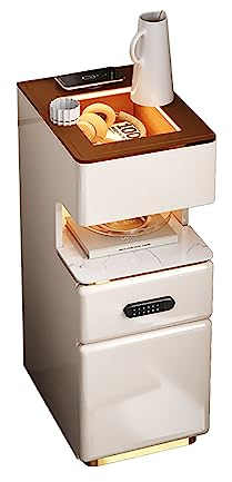 Nightstand with Fingerprint Lock Drawer,Smart Nightstand Bedside Table for Bedroom,White Bedside Table,Nightstand with Wireless Charging Station,for Bedroom and Living Room ( Color : Brown , Size : 50