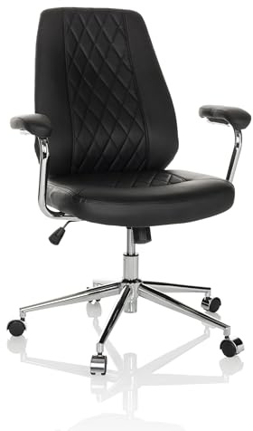hjh OFFICE Home Office Chefsessel Theo I Kunstleder Drehstuhl mit ergonomischer Rückenlehne, Bürostuhl gepolstert Schwarz, 729450