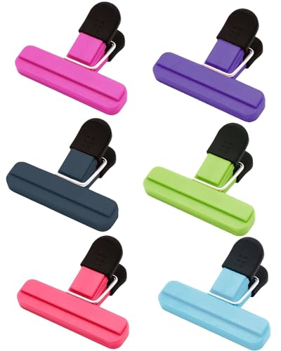 6 Pcs Bag Clips for Food Storage, Food Clips, Food Bag Clips, Bag Clips, Kitchen Supplies Suitable for Home and Snack Kitchen Food (6 Colors)