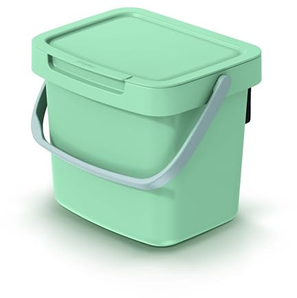 Mülleimer Müllbehälter Abfalleimer Biomülleimer mit Griff und Klappdeckel Abfallsammler Mülltonne Müllsortierer Papierkorb (3L, Grün)
