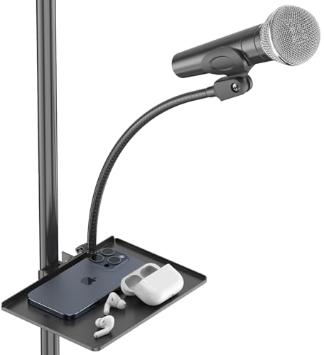Schwanenhals-Mikrofonständer mit Klemmtisch für Mikrofonständer mit einem Durchmesser von 5-28 mm, Mikrofonhalterungen für Bluetooth-Headsets, Mobiltelefone, Soundkarten, Ablage für notenständer usw