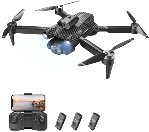 Goolsky Ferngesteuerte Drohne mit Kamera, 4K-Dual-Kamera, 360°-Infrarot-Hindernisvermeidung, bürstenloser Motor, optischer Fluss, schwebender Ferngesteuerter Quadrocopter für Kinder und Erwachsene