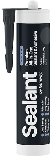 Hemway - Construction All-In-One Hybrid Polymer Sealant & Adhesive - Anthracite Grey | Anti-Mould, Waterproof & Paintable | 300 ml
