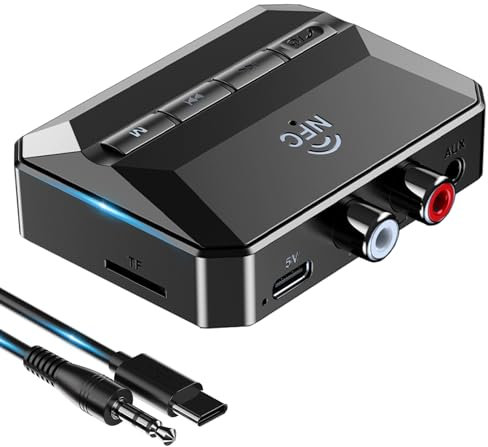 KAIY - Bluetooth 5.3 Receiver for Home Stereo Receiver, Bluetooth to RCA Adapter for Stereo Receiver, AUX Bluetooth Adapter RCA Bluetooth Audio Adapter, NFC Compatible