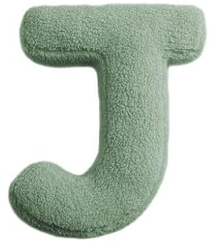 Mealini BUCHSTABENKISSEN - Buchstabe J, grün, ca 22 x 28 cm, Buntes Kissen Alphabet für Namen