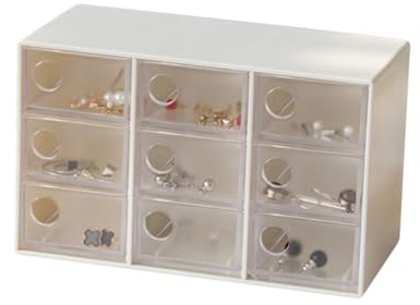 TOPBATHY 9tiroirs Organiseur De Rangement Mini Avec Boîte De Stockage Transparente Pour Bijoux Et Fournitures De Bureau Pour Maison Bureau Blanc