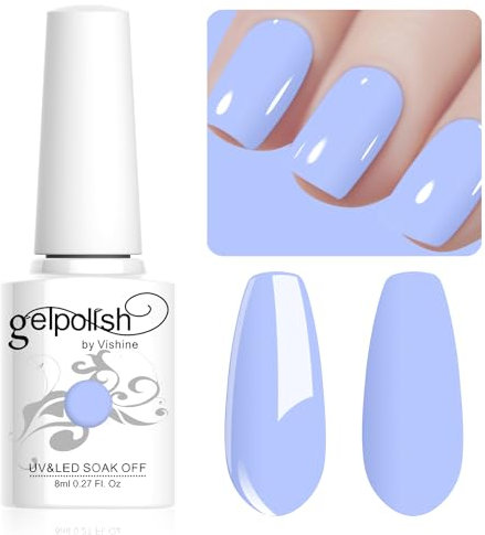 Vishine Vernis Gel Semi Permanent Macaron Pastel Bleu Vernis à Ongles UV Gel Soft Bright Colors Longue Durée Soak Off Nail Art Manicure Salon 8ml LM203