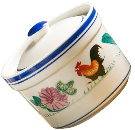 Alipis Cerámica Sopera Con Tapa Para Estofado y Postres Cuenco De Cerámica Para Cocina Doméstica Bowl Con Diseño Clásico Para Servir Sopa y Natillas Resistente y Fácil De Limpiar Estilo