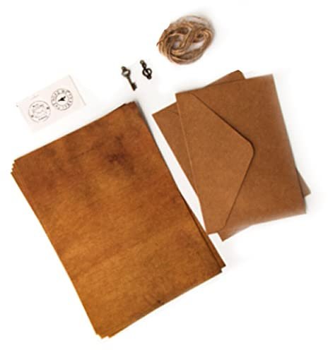 CLSSLVVBN 12x Retro Umschlag Briefpapier Set, feine Verarbeitung, klassischer Stil, Metallbeschlag, Papierset, handwerkliches Können, Bindfaden, platzsparend