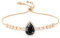 Linawe Black Crystal Imitation Diamond Bracelets for Women, Rose Gold Chain Charm Bracelet, Rhinestone Birthstone Moissanite Cubic Zirconia Bracelet Set, Prom Costume Preppy Jewellery