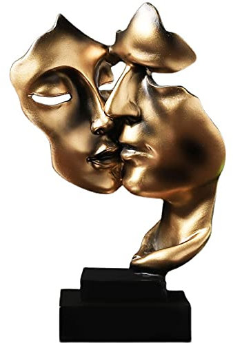 HHeaeR Moderne Skulptur Küssen Paar Figuren Harz Wohnkultur Liebhaber Küssen Statuen Wohnzimmer Bücherregal Decor Figur Figur for Interieur Skulpturen Deko