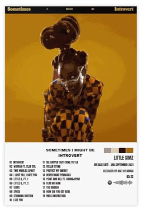 Little Simz Poster Sometimes I Might Be Introvertiert, Album-Poster, Leinwand-Poster, Schlafzimmer-Dekor, Sportlandschaft, Büro, Raumdekoration, Geschenk, ungerahmt: 30 x 45 cm