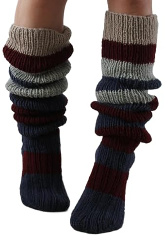 SKJUBLPG Kniestrümpfe Damen Farben Socken Muster Lange Strümpfe Socks Damen Kniestrümpfe Beinstulpen OneSize Grau