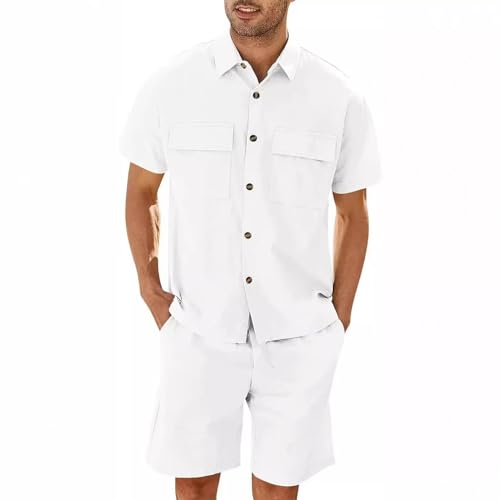 Kurzarm Herren Persönlichkeit Trend T-Shirt Set Herren Casual Mode Sportanzug Herren T-Shirts Für Herren Set Sport Hose Herren Sportshirt Herren F-White2 XL