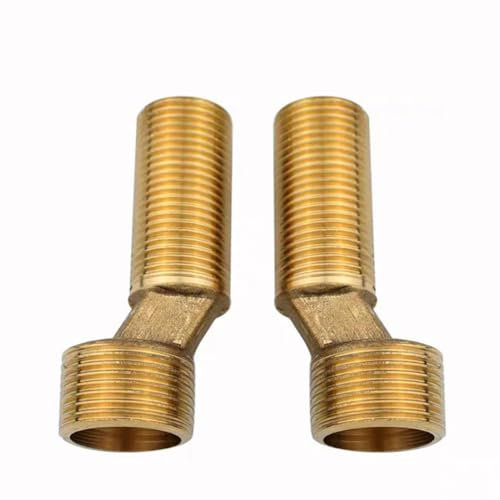 2 Stück S Anschluss Adapter, 3/4 Zoll x 1/2 Zoll Außengewinde S Adapter Duscharmatur, versetzt um 8 mm Länge 65 mm, Verstellbarer Schwenkarm, Verbindungsstück Exzenter für Wandarmaturen