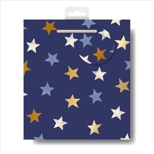 Emma Bridgewater Blue Stars Medium Gift Bag Gift Wrapping Accessory 614040 by Woodmansterne