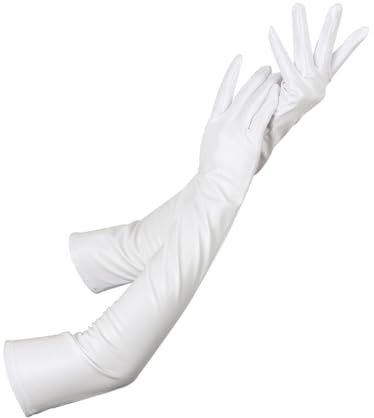 WUSJCOF 1 Paar Lange Opernhandschuhe Damen, 1920er Jahre Accessoires, Fasching Kostüm für Halloween Karneval Fasching Fest Party (Weiß)