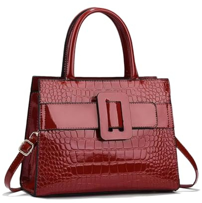 NICOLE & DORIS Frauen Tasche Elegante Handtasche Damen Designer Schultertasche PU Leder Tote Handtasche Umhängetasche Kroko Henkeltasche mit Vielen Fächern