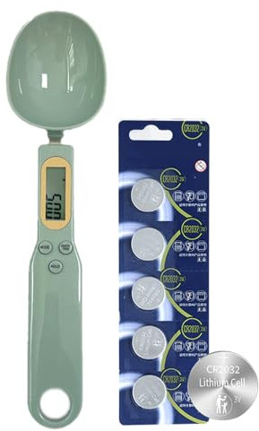 Liuer Cucchiaio Bilancia Digitale,Cucchiaio Bilancia Digitale Misuratore Cucchiaio Bilancia Rimovibile con Display Lcd,Cucchiaio Bilancia per Cibo per Cani,Spezie e Alimenti (Verde chiaro)