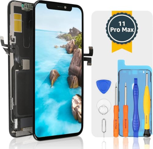 bokman Ecran pour iPhone 11 Pro Max, FHD Affichage et Remplacement de l'écran Tactile (Face ID, True Tone programmable (6,5)