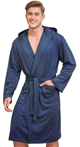 o-day Peignoir en microfibre pour homme et femme, Bleu Marine, XXL