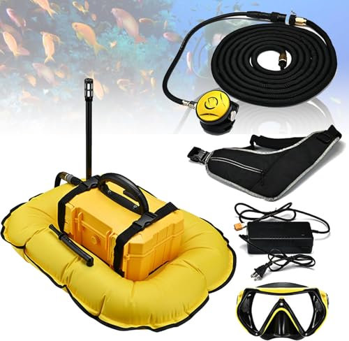 Système de plongée sous-marine 3/5,5 heures, bouteille de plongée rechargeable avec tuyau de 10 m et régulateur de respiration de plongée, appareil de plongée détachable, pour la plongée,Yellow-D3000