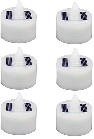 NUOBESTY 6Stücke Solar LED Teelichter Wasserdichte Flammenlose Dekoleuchten Für Romantische Anlässe Für Garten Hochzeiten Und Warmweiß