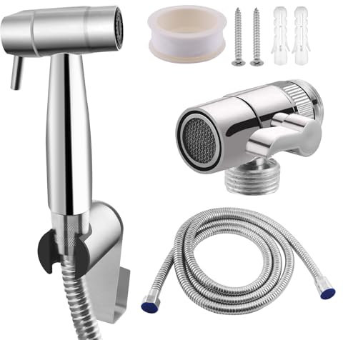 Doccia bidet portatile con flusso regolabile, set WC in acciaio inossidabile con spruzzatore igiene personale