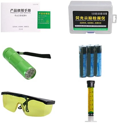 Rilevatore di perdite di refrigerante – Set di coloranti UV per aria condizionata, colorante per tracce di refrigerante, kit di test ad alta sensibilità per auto, casa, , liquido caldo