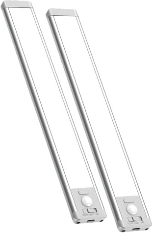 Huudngeje 2 Pack Magnetic Dimmable Closet Lights, 64 LED Rechargeable Battery Under Cabinet Lights, Motion Sensor Indoor Light 25CM