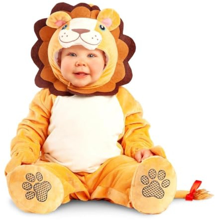 My Other Me Löwen-Kostüm für Babys, Unisex, Gelb, mit Mütze, Body, Schuhe und Schwanz, Größe 7-12 Monate, perfekt für die ersten wilden Fotos
