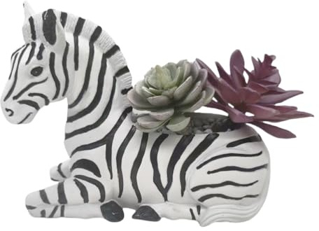 XIUWOUG Small Zebra Planter Flower Pots with Drainage Hole,Cute Planting Pots for Cactus, Succulent Planters for Indoor Plants Home Office Garden Flower Pot Gifts