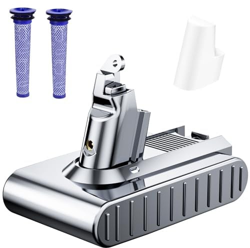 8000mAh Replacement for dyson V6 Battery 21.6V Lithium VTC4 SV03 SV04 SV05 SV06 SV07 SV09 DC58 DC59 DC61 DC62 DC72 DC74 Absolute Animal Motorhead Slim Vacuum with 2 Filters (V6)