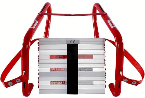 Outdoor Notleiter, tragbare Aluminium-Strickleiter, 2–6 Stockwerke, rutschfeste Stufen, klappbare Sicherheitsleiter für Fensterflucht und Brandschutz 4.5M/15Ft