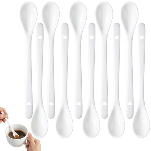 10 Keramik Marmeladenlöffel, Eierlöffel Porzellan Mit 16,5 Cm Griff, Ideal Für Kaffee, Tee Und Desserts, Praktisches 10er Set Aus Keramik, Honig Löffel Für Vielseitige Verwendung