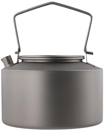 NiuLumea Pure Ti Bouilloire 980 ml avec poignée pliable, théière de camping ultra légère pour café et thé, théière légère en titane pour randonnée, voyage